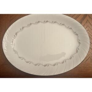 Style House Fine China Largo Oval Platter 14 in White Pink Gray Japan